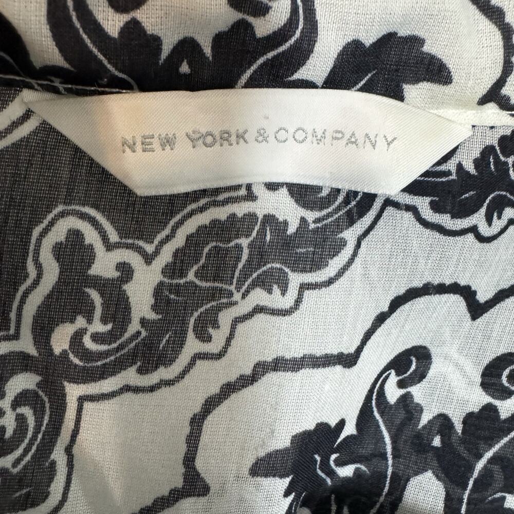 New York & Company Black And White Sheer Blouse, Ruffles, 100% Polyester, Large - Picture 8 of 10